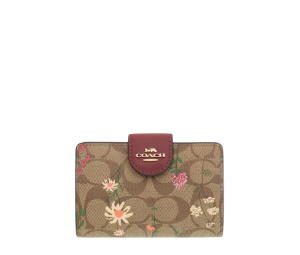 Buy Coach Medium Corner Zip Wallet In Signature Canvas With Wildflower Print Gold Khaki at Sasom – Authentic and Ready to Ship