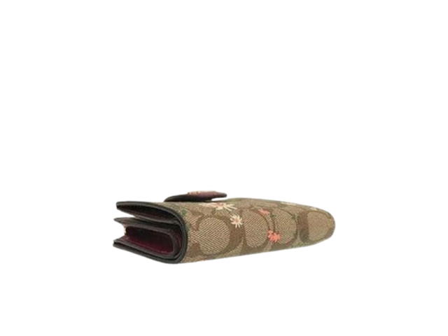 Coach Coach Medium Corner Zip Wallet In Signature Canvas With Wildflower Print Gold Khaki - view 3
