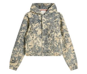 Buy Acne Studios Distressed Monogram Hooded Jacket Mid Blue at Sasom – Authentic and Ready to Ship