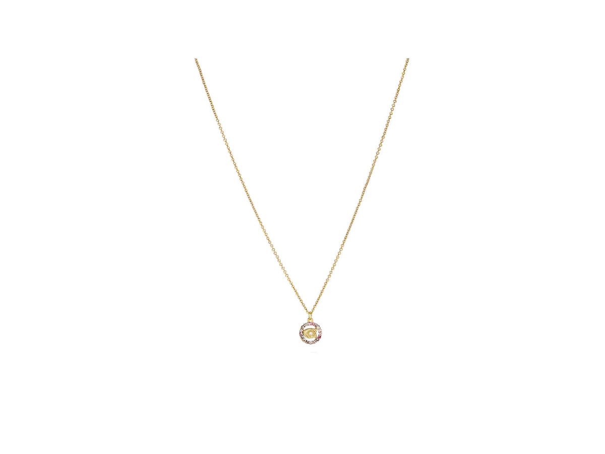 Coach Coach Signature Multicolor Crystal Necklace Gold