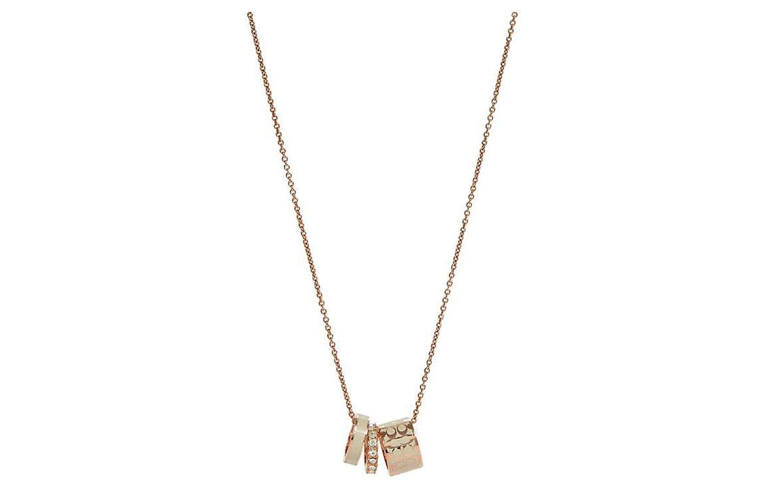 Coach Coach Signature Enamel Necklace Rose Gold