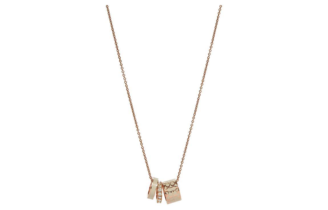 Coach Coach Signature Enamel Necklace Rose Gold