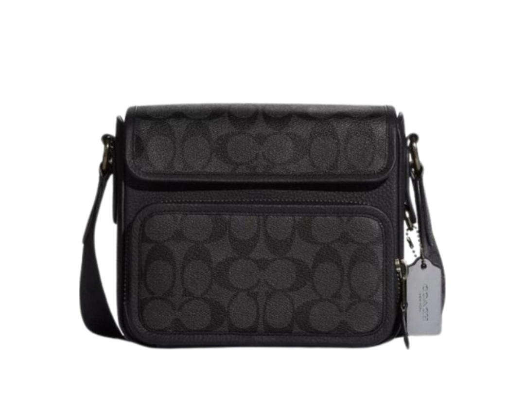 Coach Coach Sullivan Flap Crossbody In Signature Canvas Black Charcoal