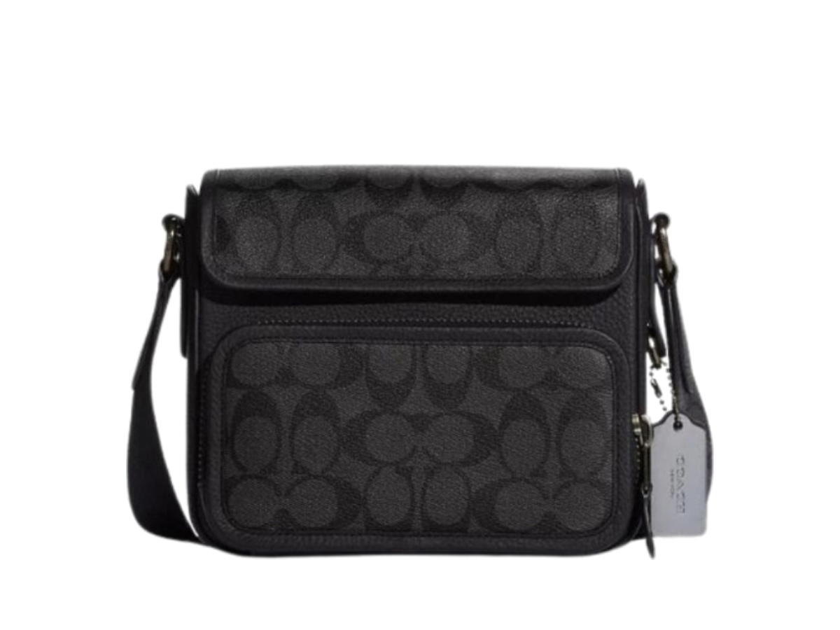 Coach Coach Sullivan Flap Crossbody In Signature Canvas Black Charcoal