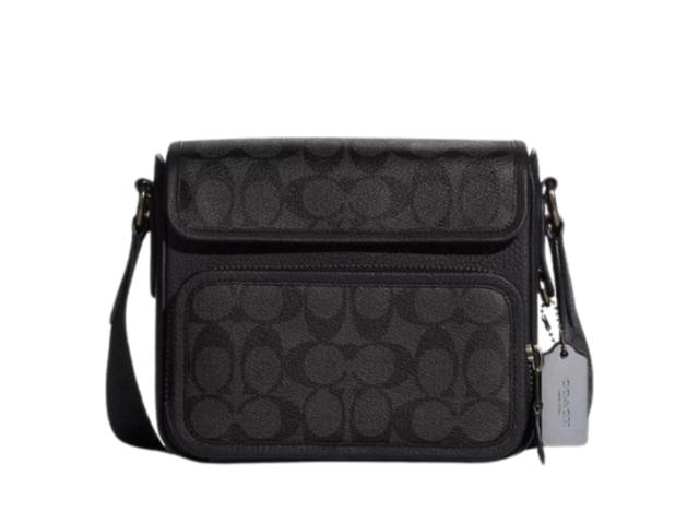 Coach Coach Sullivan Flap Crossbody In Signature Canvas Black Charcoal - view 1