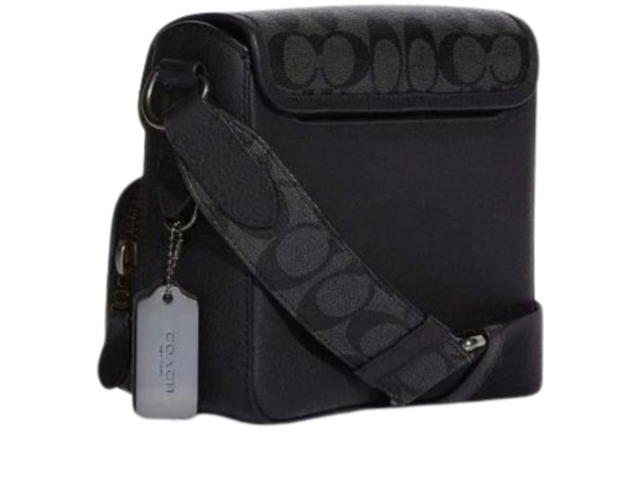 Coach Coach Sullivan Flap Crossbody In Signature Canvas Black Charcoal - view 3