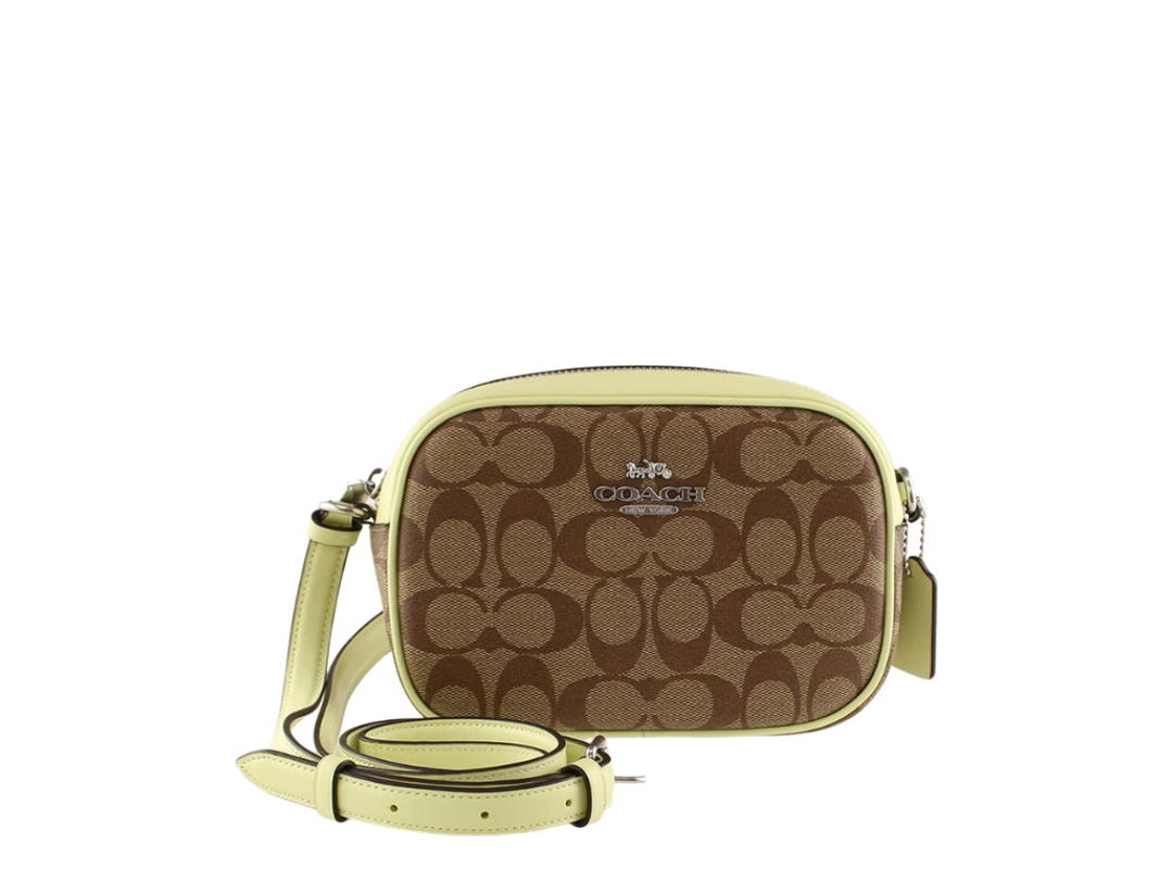 Coach Coach Mini Jamie Camera Bag In Signature Canvas Khaki And Pale Lime