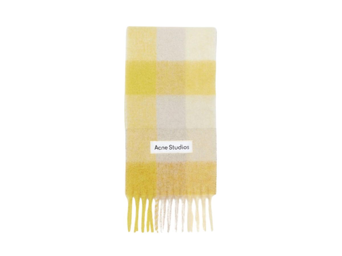 Acne Studios Acne Studios Mohair Checked Muffler Beige Yellow