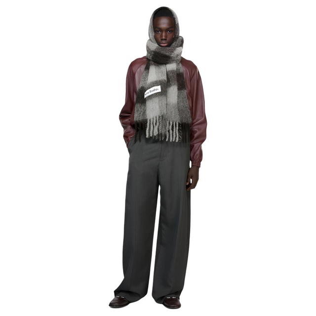 Acne Studios Acne Studios Checked Alpaca Scarf - Deep Black/Gray/Deep Gray - view 2
