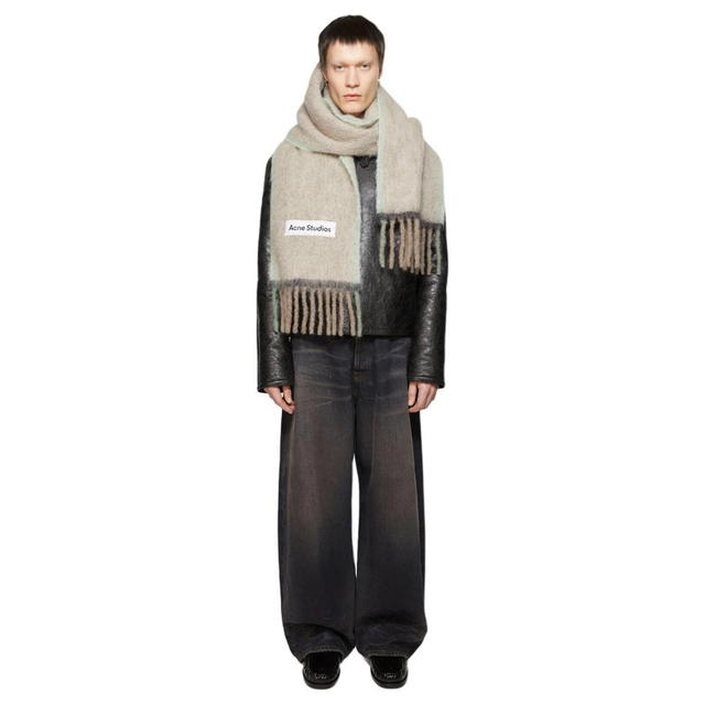 Acne Studios Acne Studios Logo Patch Scarf - Beige/Gray - view 2