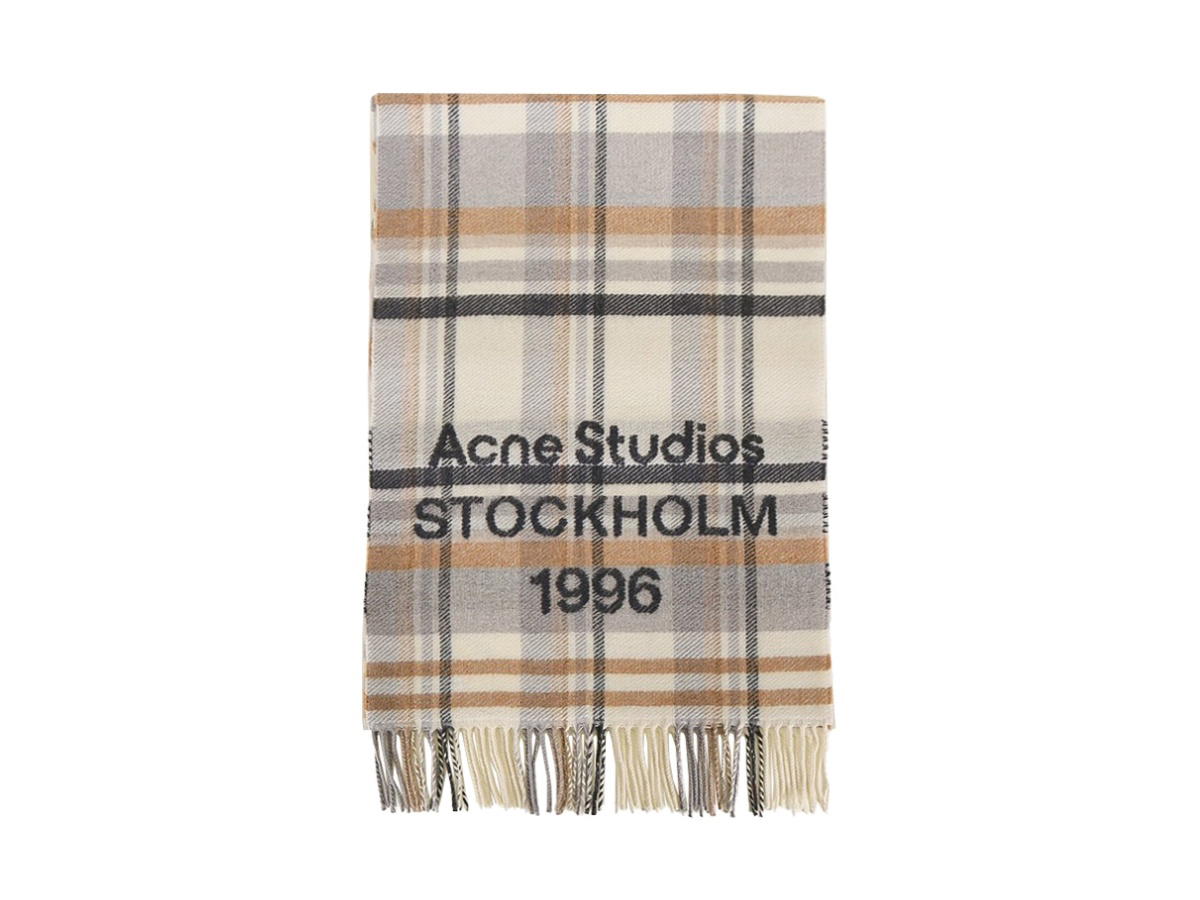 Acne Studios Acne Studios Logo Wool Scarf Black Burgundy