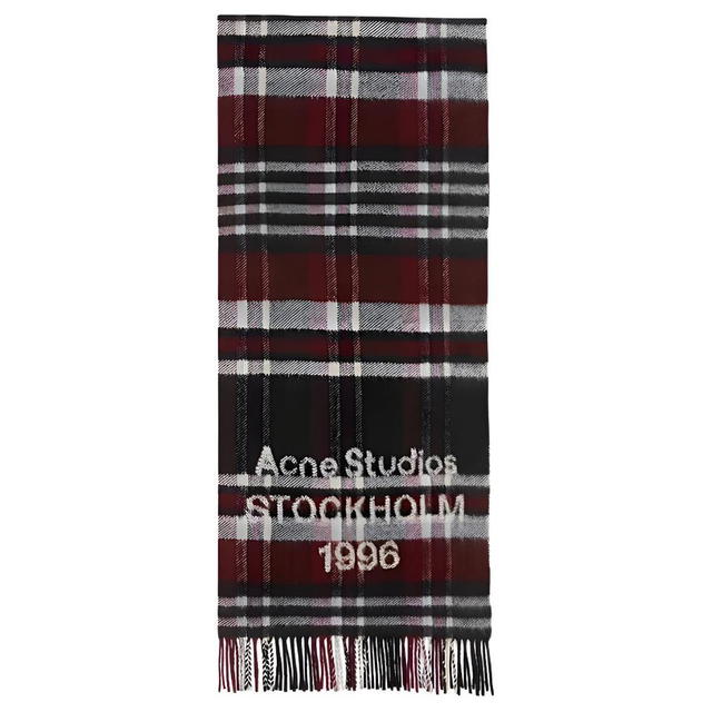 Acne Studios Acne Studios Plaid Logo Scarf - Black/Burgundy - view 1