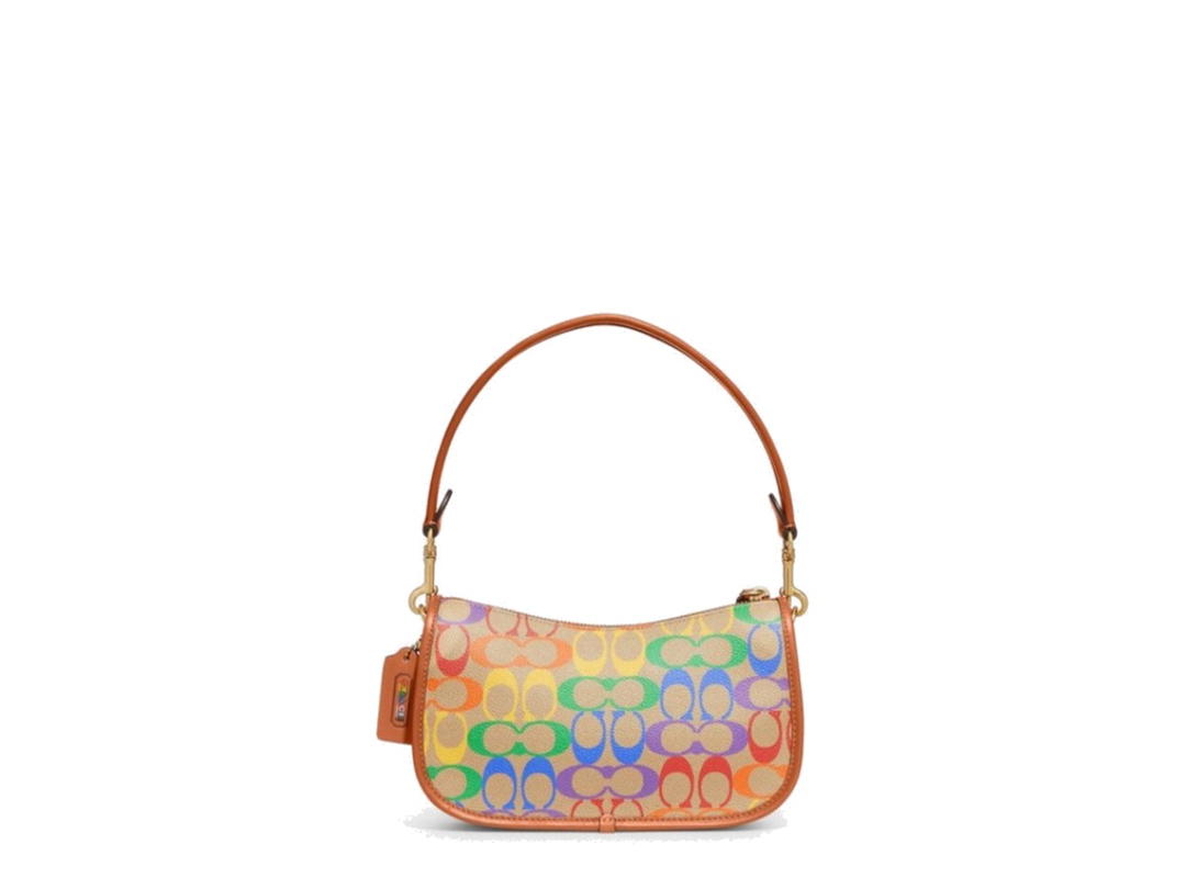 Coach Coach Swinger In Rainbow Signature Canvas Tan Hazelnut