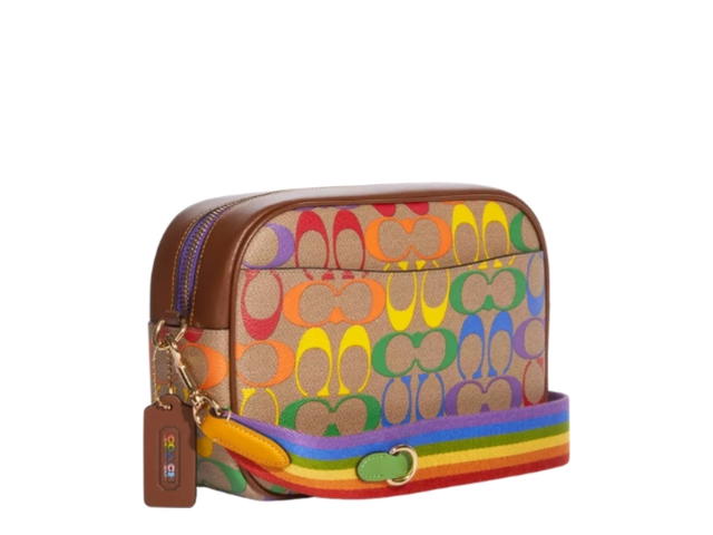 Coach Coach Jamie Camera Bag Rainbow Signature Canvas Gold Khaki Multi - view 2