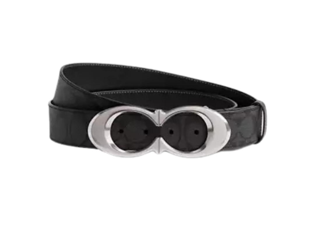 Coach Coach Signature Buckle Belt 38 Mm Silver