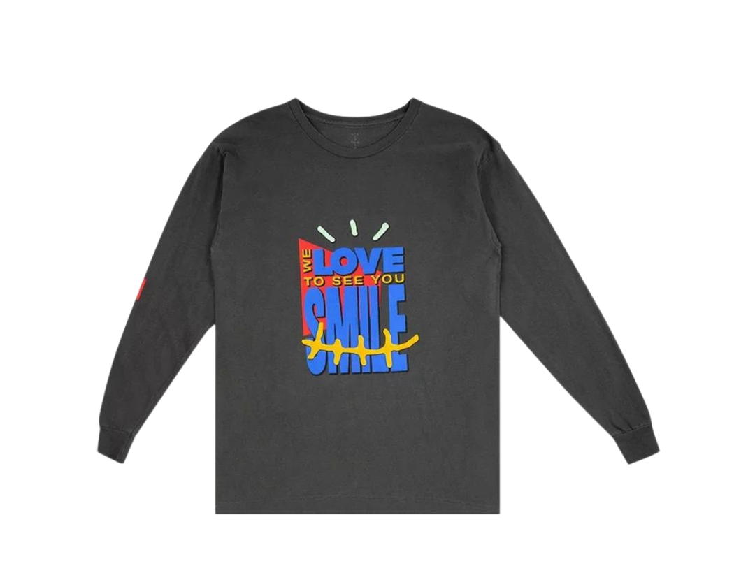 Travis Scott Cactus Jack by Travis Scott x McDonald's Smile Long-Sleeve T-Shirt Black Pigment Dye