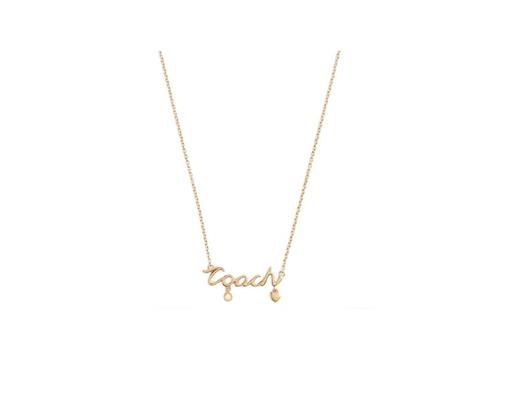 Coach Coach Script Heart Necklace Gold