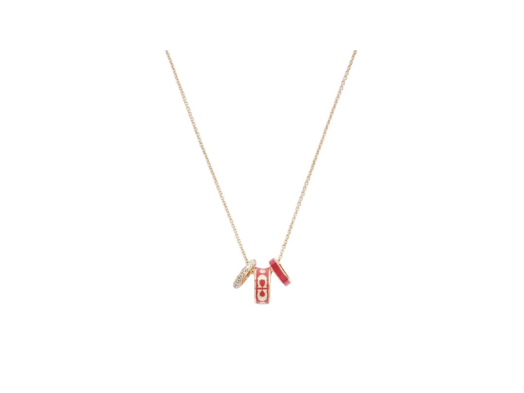 Coach Coach Signature Enamel Rondell Necklace Red