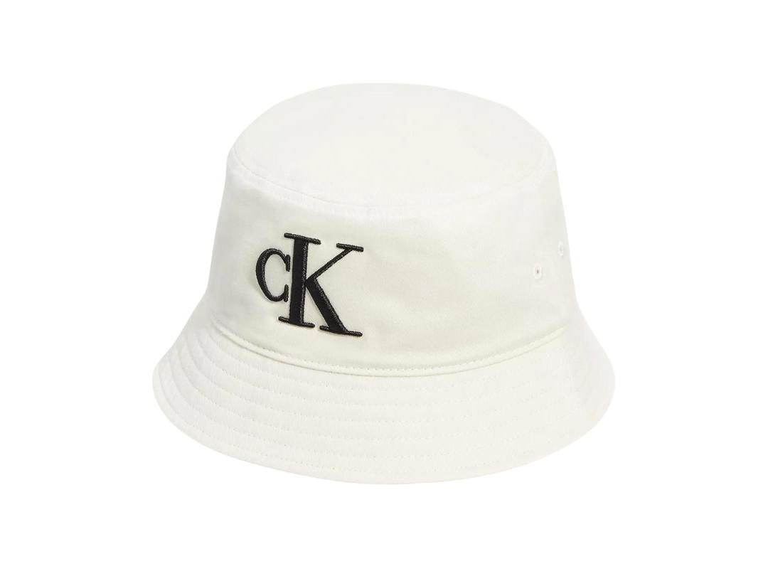 Calvin Klein Calvin Klein Embroidered Monogram Logo Twill Bucket Hat Bone White