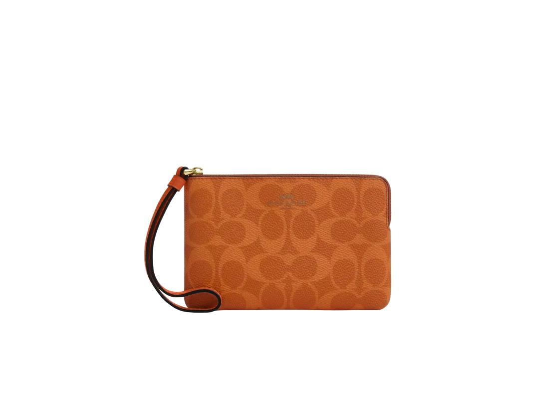 Coach Coach Corner Zip Wristlet In Signature Canvas Bright Canyon