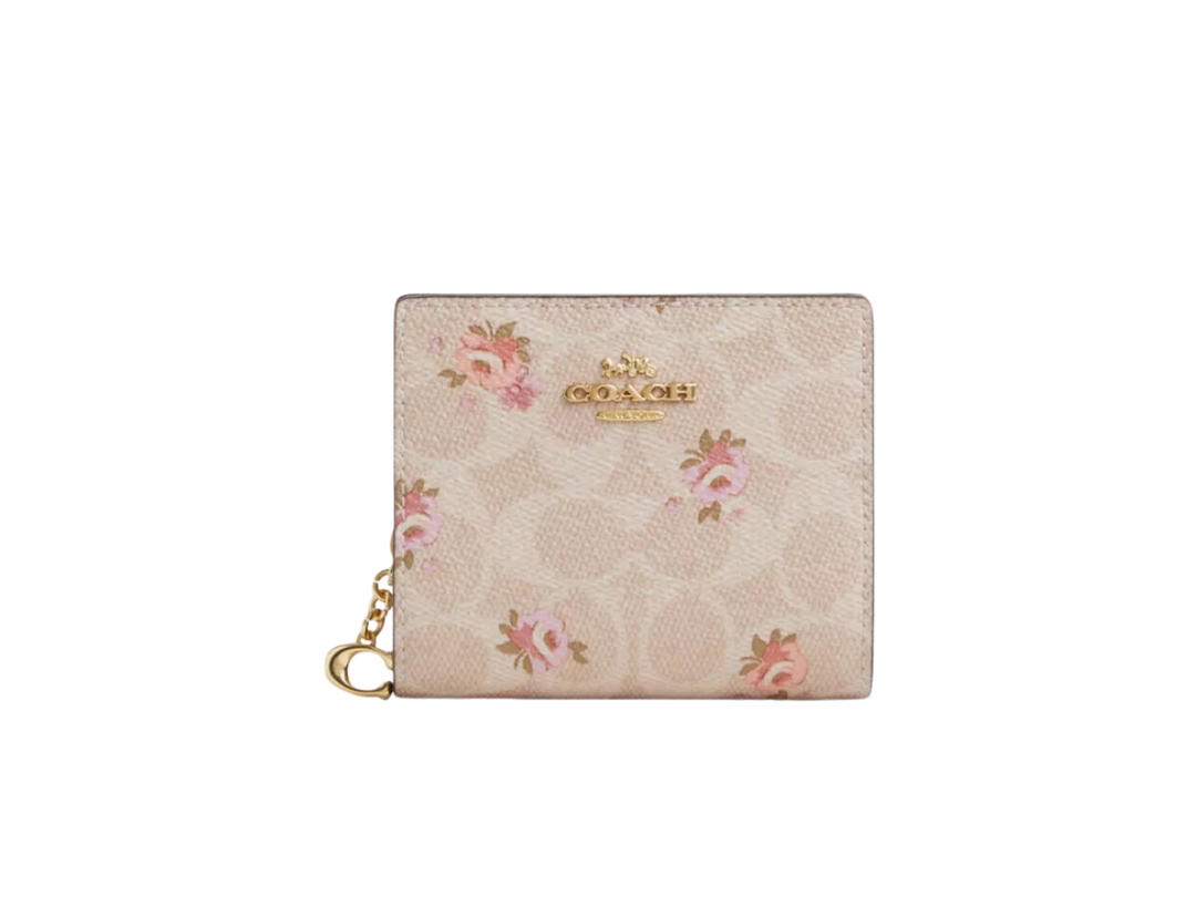 Coach Coach Snap Wallet In Signature Canvas Sand
