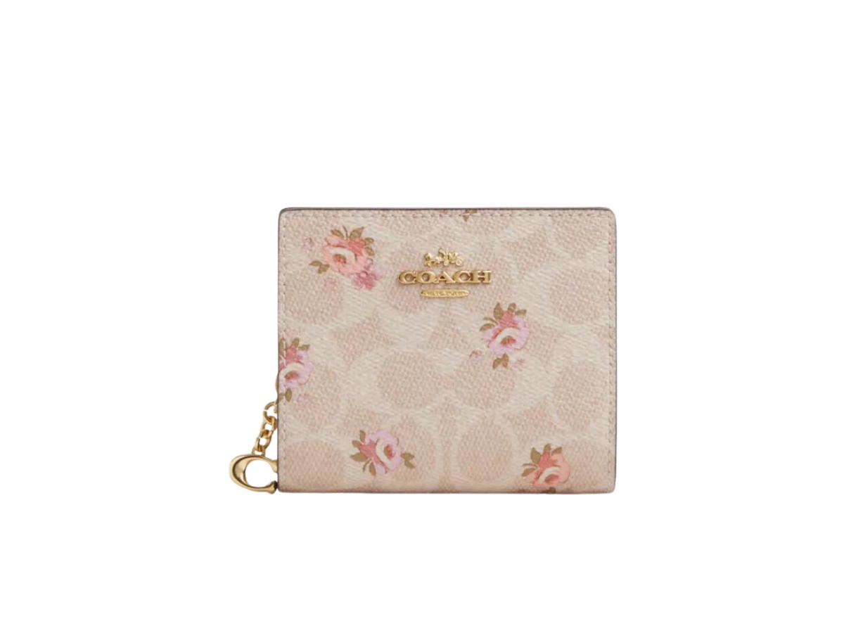 Coach Coach Snap Wallet In Signature Canvas Sand
