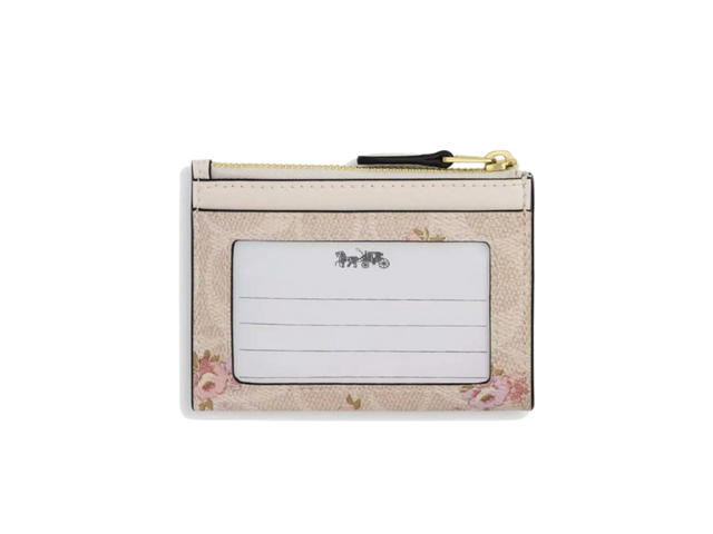 Coach Coach Mini Skinny ID Case In Signature Canvas With Floral Print Sand Multicolor - view 2