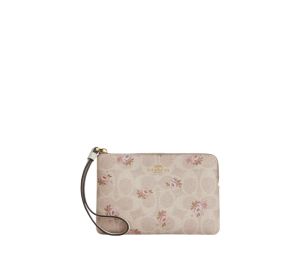 Buy Coach Corner Zip Wristlet In Signature Canvas With Floral Print Sand at Sasom – Authentic and Ready to Ship