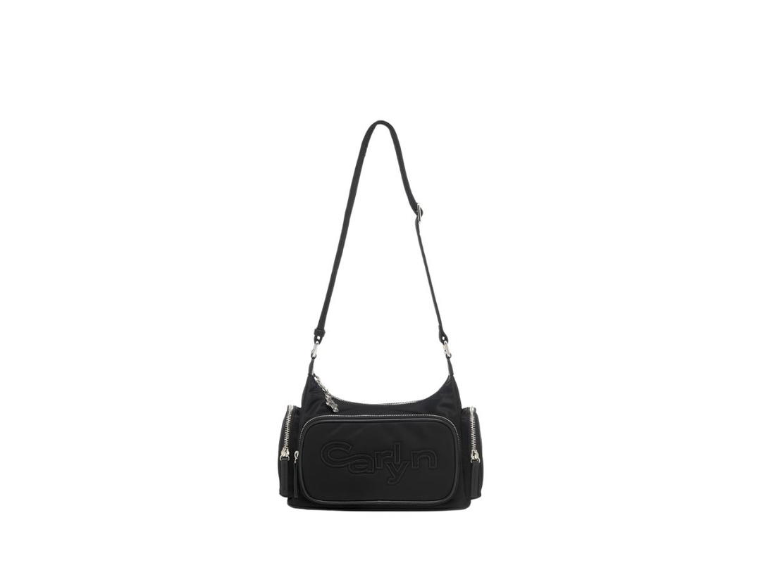 Carlyn Carlyn Coco Bag In Nylon Twill Fabric With Silver Hardware Black