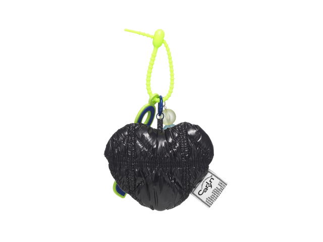 Carlyn Carlyn Cotton Heart Bag Charm In Nylon-PU Black - view 2