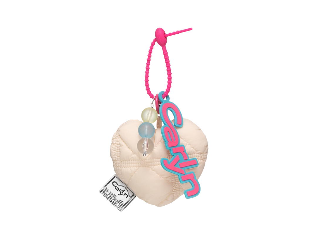 Carlyn Carlyn Cotton Heart Bag Charm In Nylon-PU Ivory