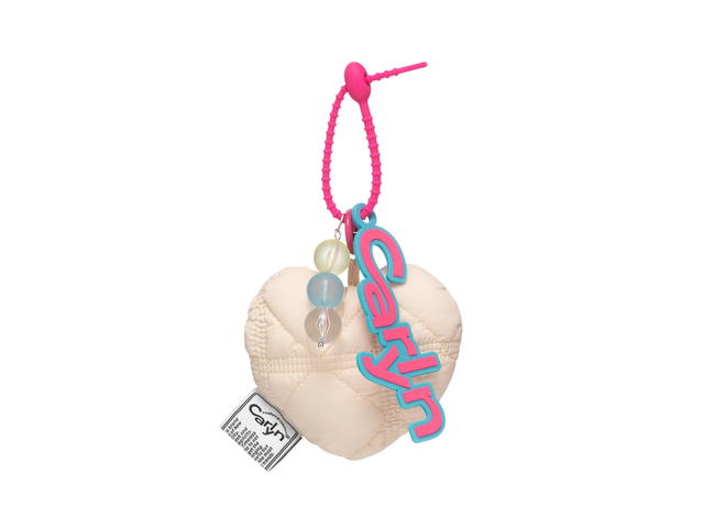 Carlyn Carlyn Cotton Heart Bag Charm In Nylon-PU Ivory - view 1