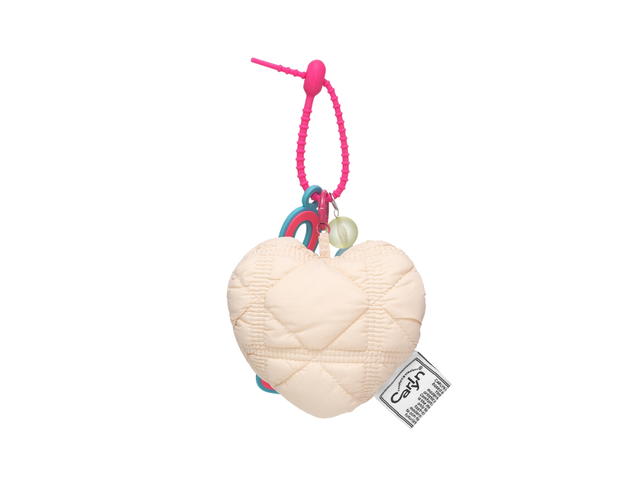 Carlyn Carlyn Cotton Heart Bag Charm In Nylon-PU Ivory - view 2