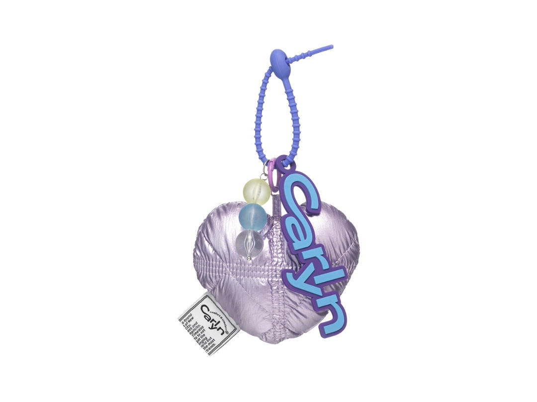 Carlyn Carlyn Cotton Heart Bag Charm In Nylon-PU Lavender