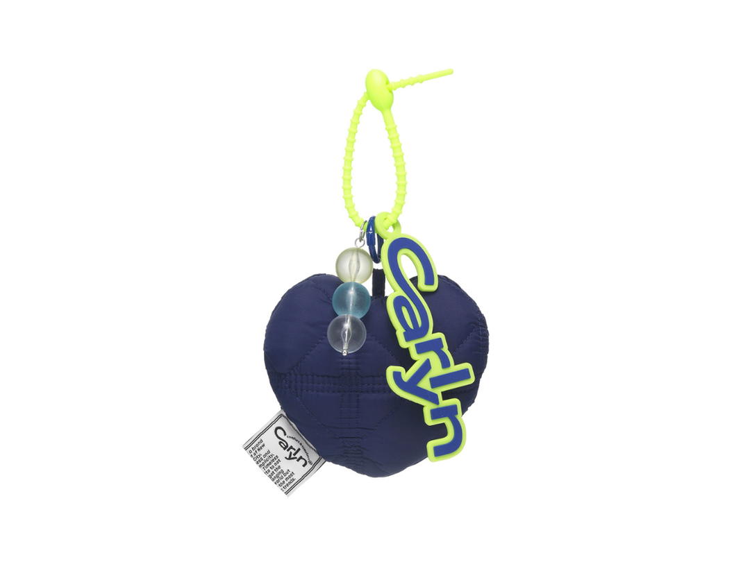 Carlyn Carlyn Cotton Heart Bag Charm In Nylon-PU Navy
