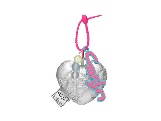 Carlyn Carlyn Cotton Heart Bag Charm In Nylon-PU Silver - view 1