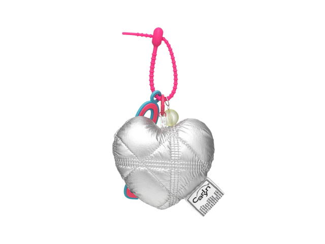 Carlyn Carlyn Cotton Heart Bag Charm In Nylon-PU Silver - view 2