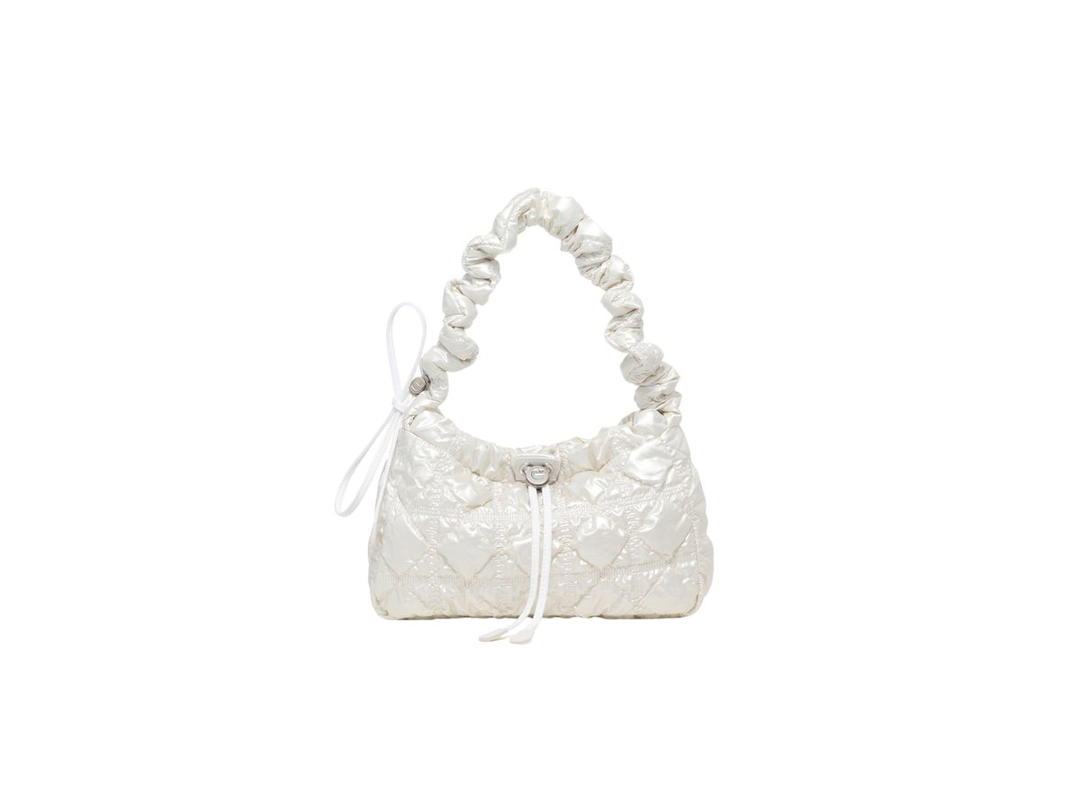 Carlyn Carlyn Joy In Glow Fabric With Silver Hardware Pearl White
