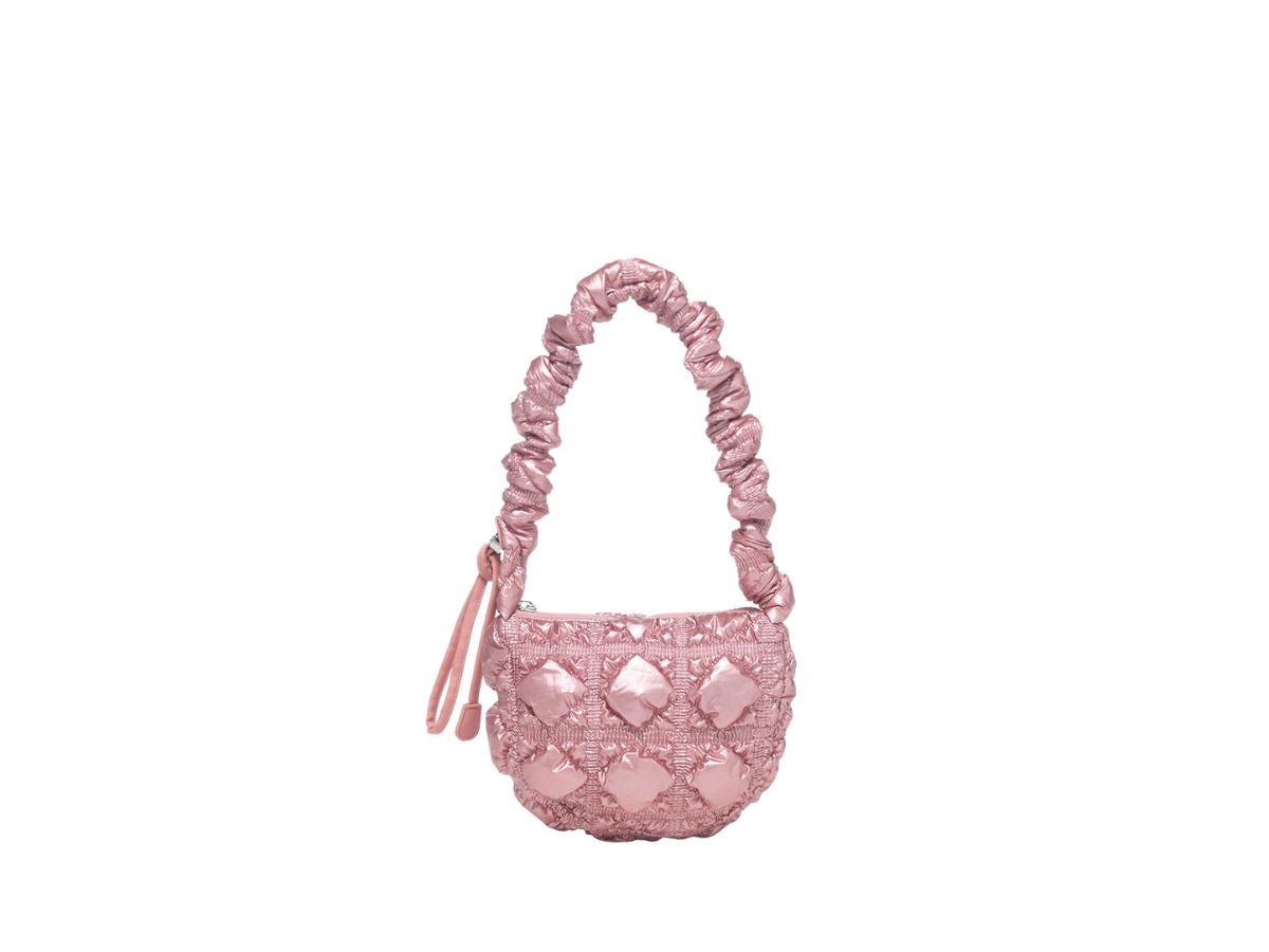 Carlyn Carlyn Poing In Nylon-PU With Silver Hardware Rose Pink