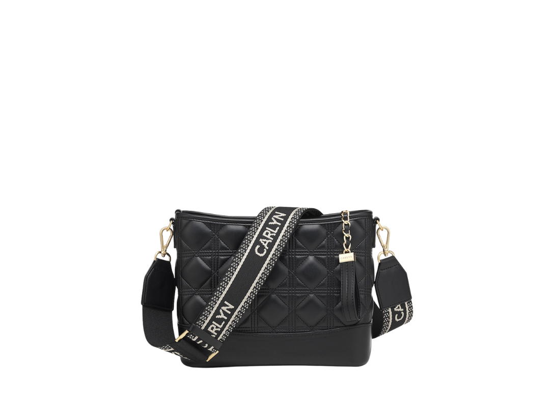 Carlyn Carlyn Reen In Microfiber Leather With Gold Hardware Black