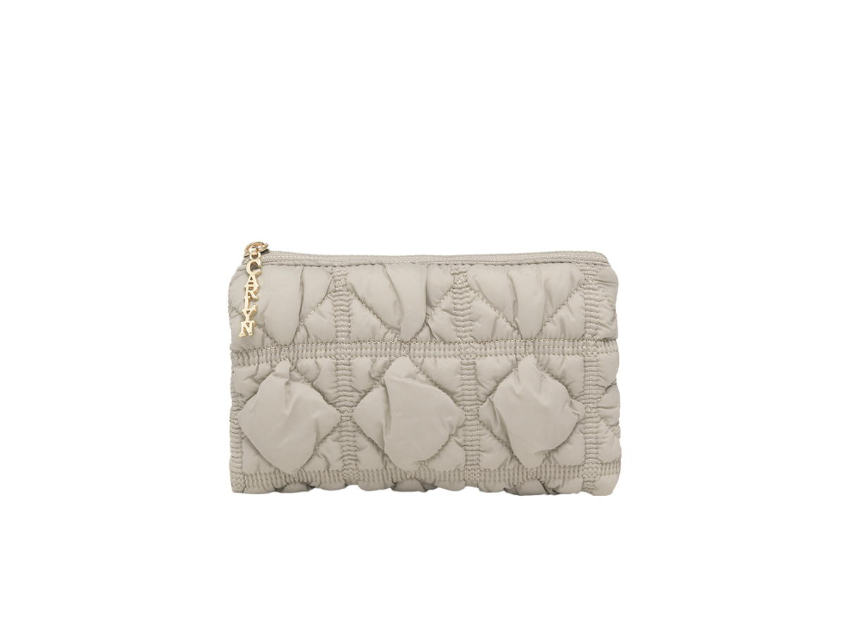 Carlyn Carlyn Soft Pouch In Nylon With Gold Hardware Gray