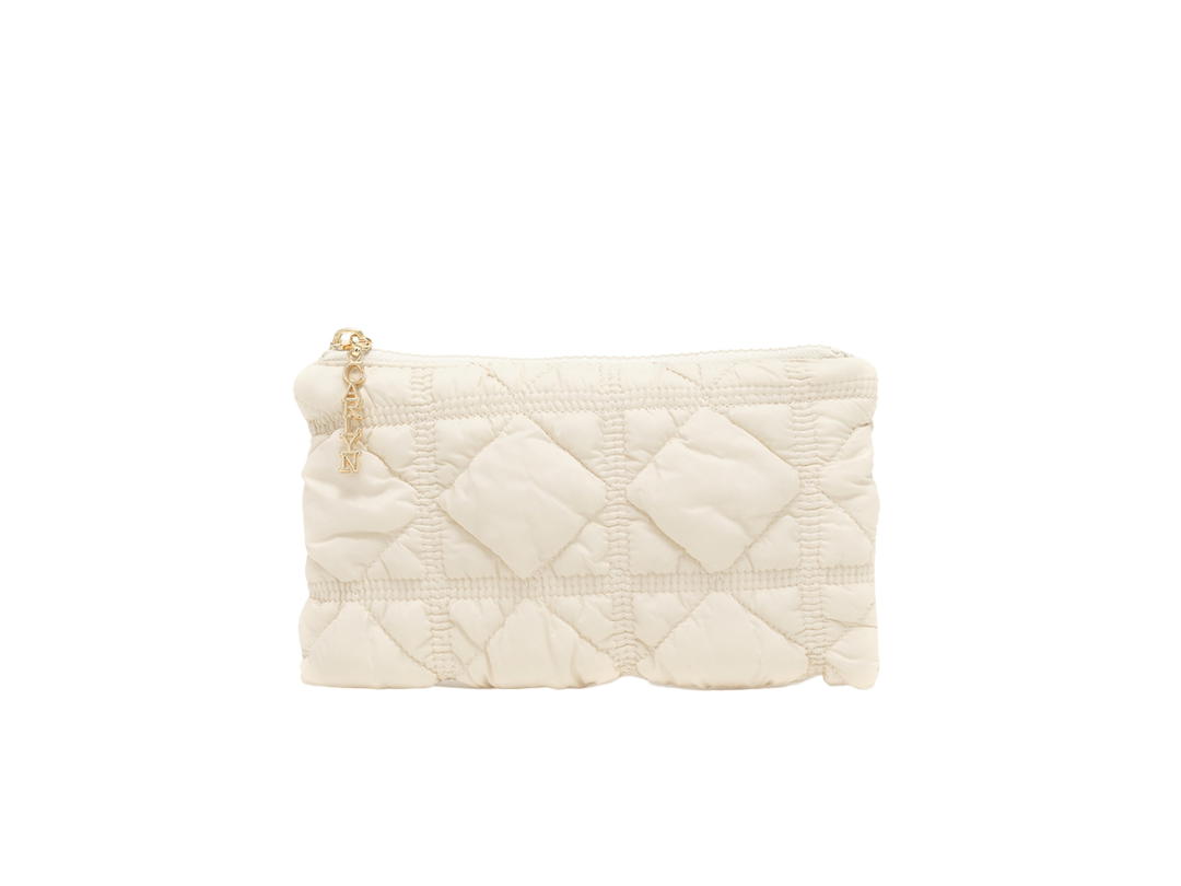 Carlyn Carlyn Soft Pouch In Nylon With Gold Hardware Ivory