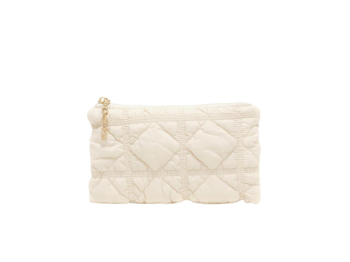 Carlyn Carlyn Soft Pouch In Nylon With Gold Hardware Ivory
