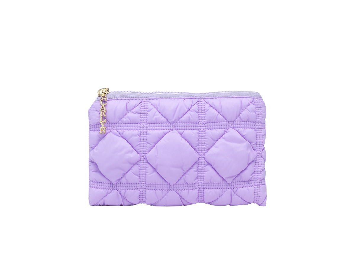 Carlyn Carlyn Soft Pouch In Nylon With Gold Hardware Pastel Lilac