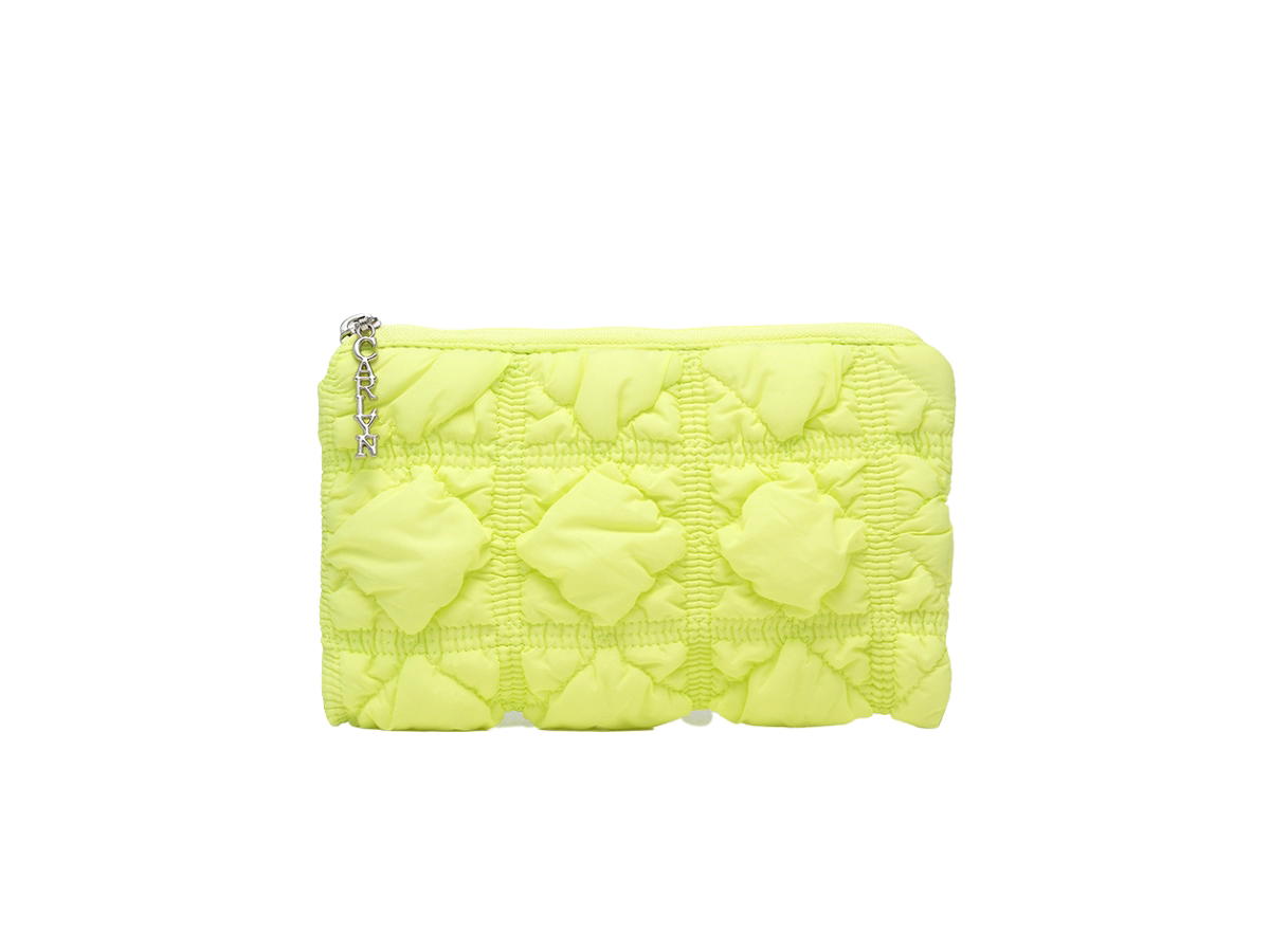 Carlyn Carlyn Soft Pouch In Nylon With Silver Hardware Lime Neon