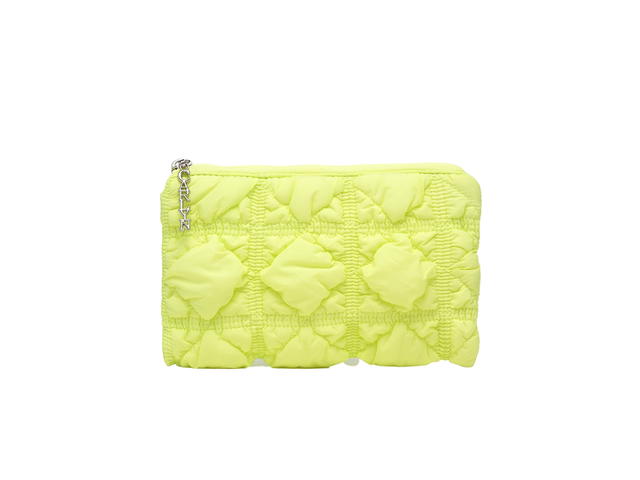 Carlyn Carlyn Soft Pouch In Nylon With Silver Hardware Lime Neon - view 1