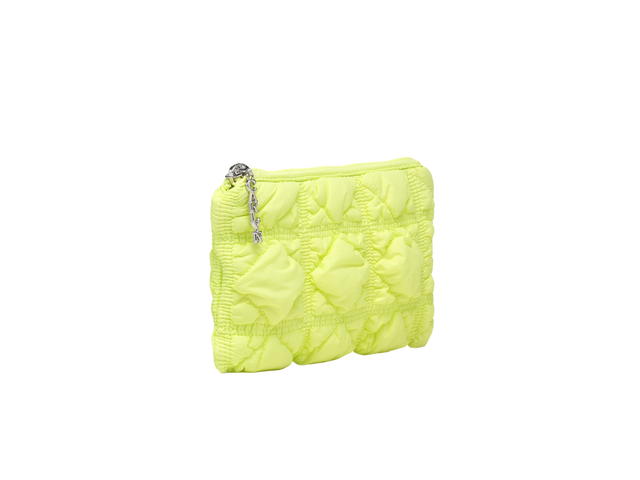 Carlyn Carlyn Soft Pouch In Nylon With Silver Hardware Lime Neon - view 3