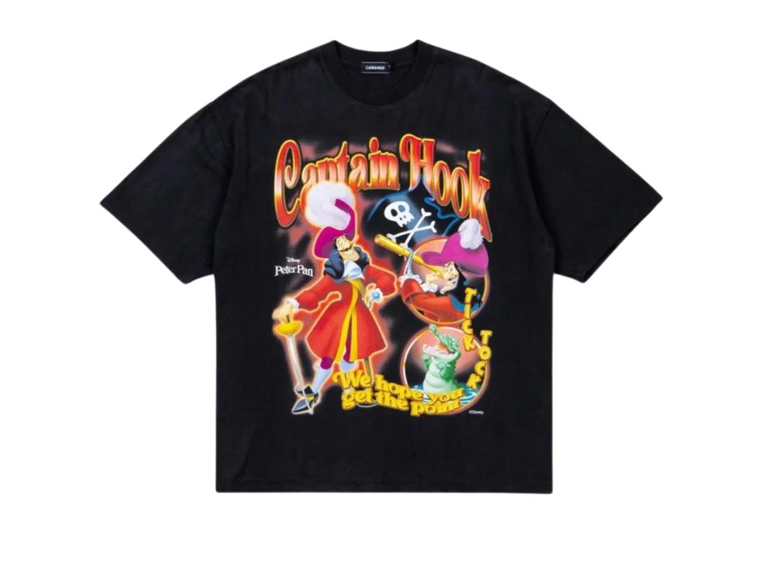 Carnival Carnival & Peter Pan Captain Hook Washed Ovs T-Shirt Black