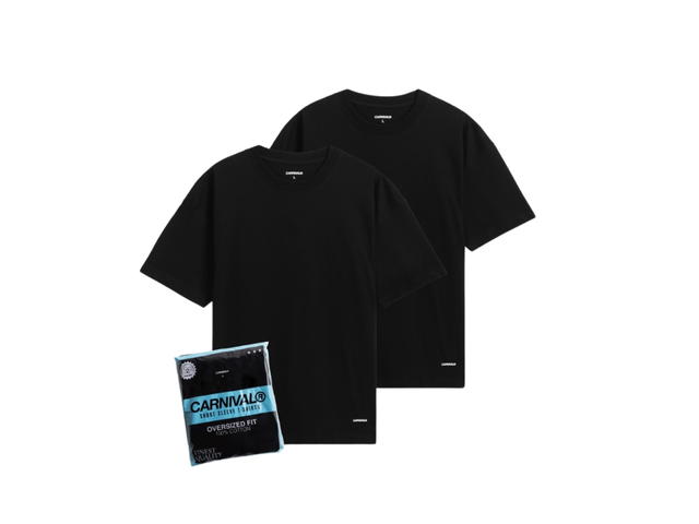 Carnival Carnival 2 Pack T-Shirt Ovs Fit Black - view 3