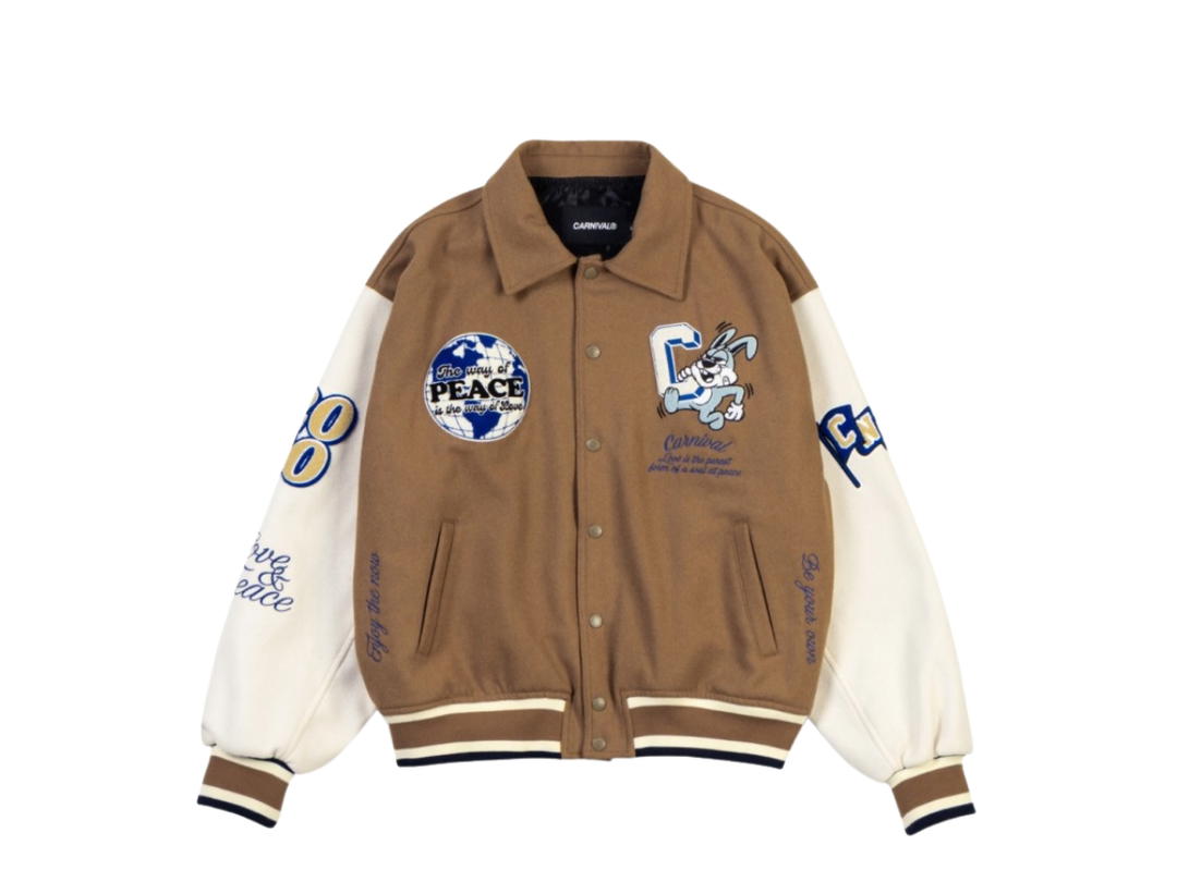 Carnival Carnival Bunny Eat World Varsity Jacket Beige (FW23)